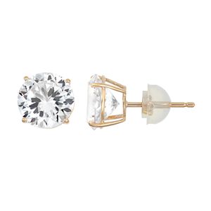 100 Facets of Love 10k Gold Lab-Created White Sapphire Stud Earrings