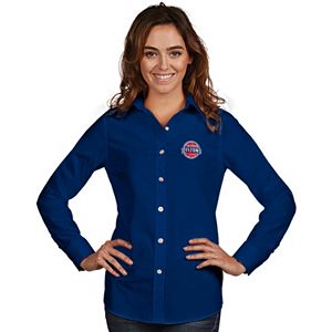 Women's Antigua Detroit Pistons Dynasty Button-Down Shirt