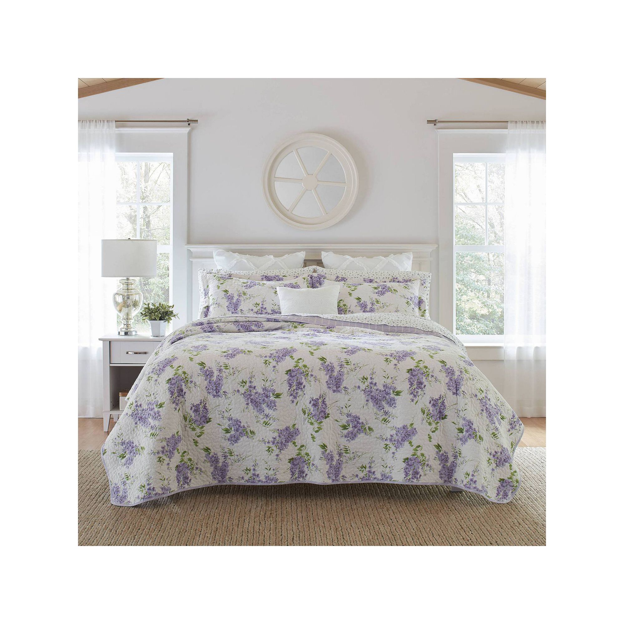 Laura Ashley Keighley Quilt Set, Purple