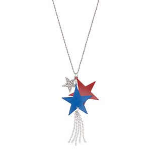 Red, White & Blue Tassel Star Pendant Necklace