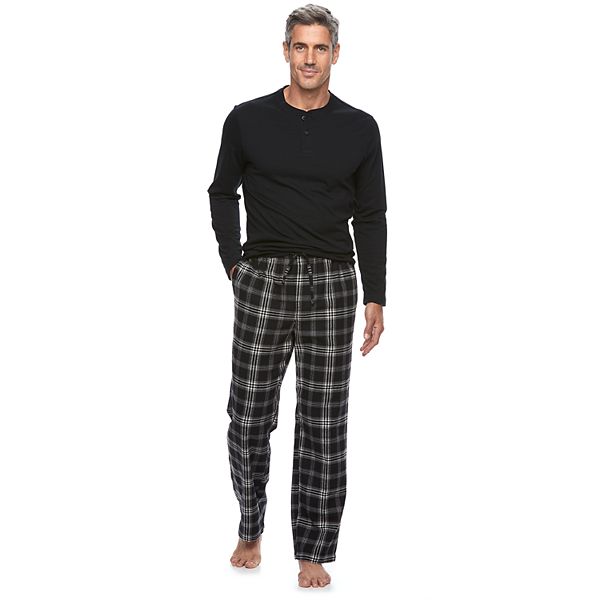 Men's Croft & Barrow® Sleep henley & Plaid Flannel Sleep Pants Set