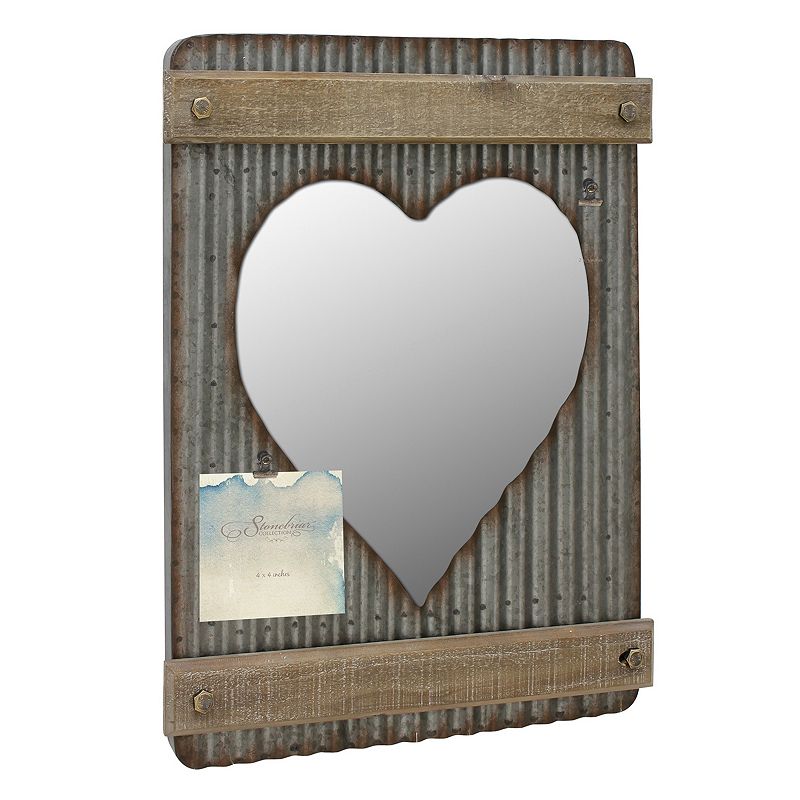 Stonebriar Collection Photo Clip Heart Wall Mirror, Brown, Small