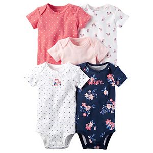Baby Girl Carter's 5-pk. Graphic, Stripe & Dot Bodysuits