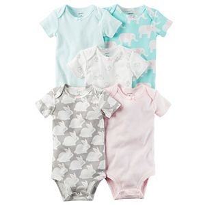 Baby Girl Carter's 5-pk. Stripes & Animal Bodysuits