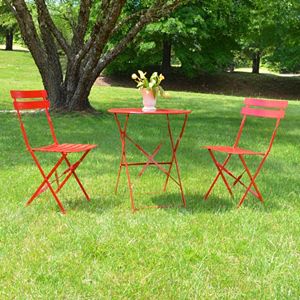 Malibu Outdoor Bistro Table & Folding Chair 3-piece Set