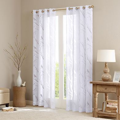 Madison Park 1-Panel Vina Sheer Bird Window Curtain