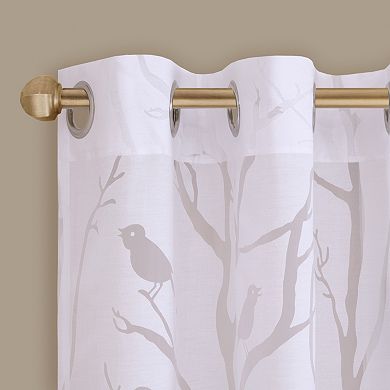 Madison Park 1-Panel Vina Sheer Bird Window Curtain