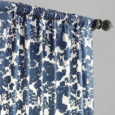 EFF Floral Print Cotton Twill Room Darkening Curtain Panel