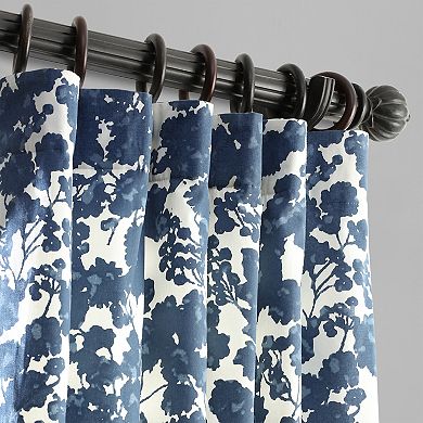 EFF Floral Print Cotton Twill Room Darkening Curtain Panel