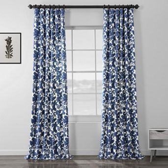 EFF Floral Print Cotton Twill Room Darkening Curtain Panel