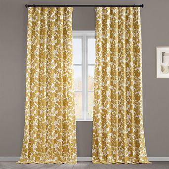 EFF Floral Print Cotton Twill Room Darkening Curtain Panel