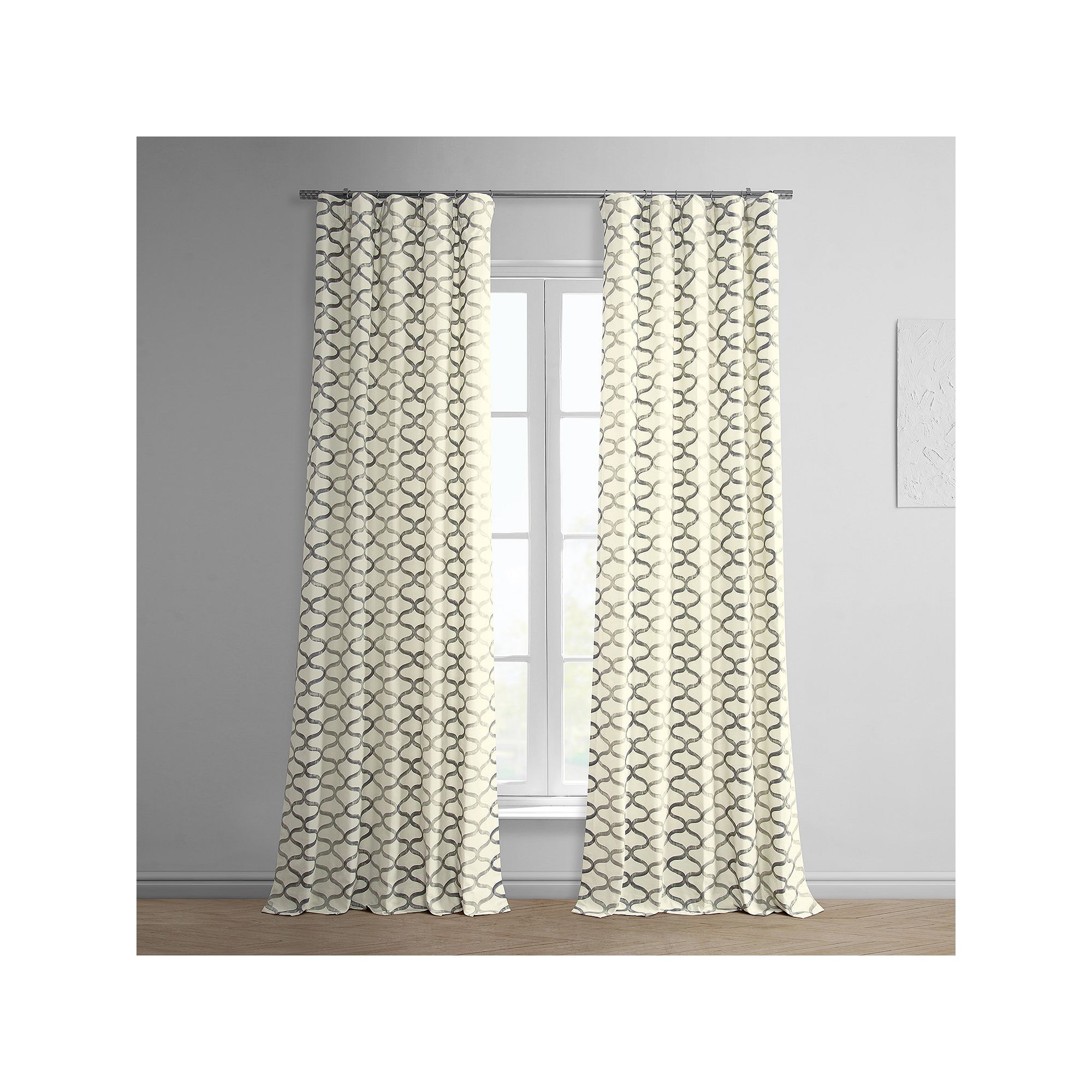 EFF 1-Panel Illusions Printed Window Curtain, Silver Gray