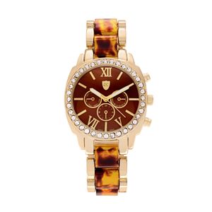 Journee Collection Women's Crystal Two Tone Watch