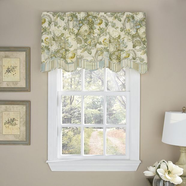 Scalloped Valance. Waverly Floral Valance Shades of Pink, Peach