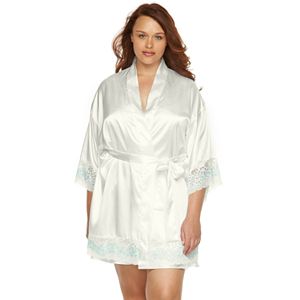 Plus Size Flora by Flora Nikrooz Adore Lace Charmeuse Kimono Robe