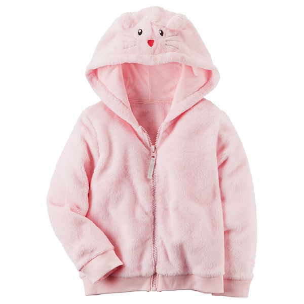 Okie Dokie Toddler Girls Zip-up Warm Soft Fleece 3D Ears Hoodie Jacket 3T,5T 