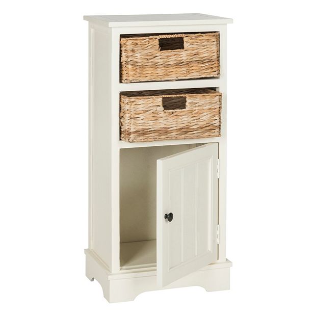 White Wood & Wicker Bathroom Drawer Unit - 3 Basket  Bathroom furniture  storage, White bathroom storage, Wicker bathroom storage