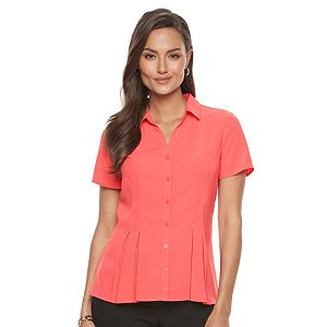 Petite Dana Buchman Release-Pleat Blouse
