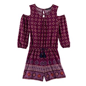 Girls 7-16 My Michelle Cold Shoulder Floral Romper