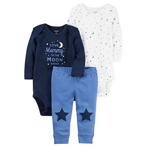 Baby Boy Carter's Graphic Bodysuit, Print Bodysuit & Star Pants Set