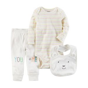 Baby Carter's Striped Bodysuit, Graphic Pants & Bib Set