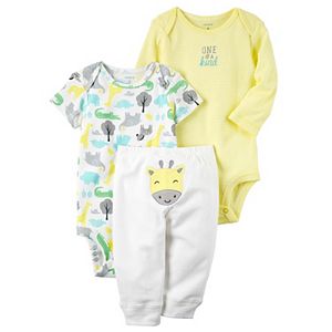 Baby Carter's Animal Bodysuit, Embroidered Bodysuit & Giraffe Pants Set