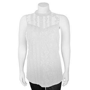 Juniors' Plus Size IZ Byer Lace Mockneck Top