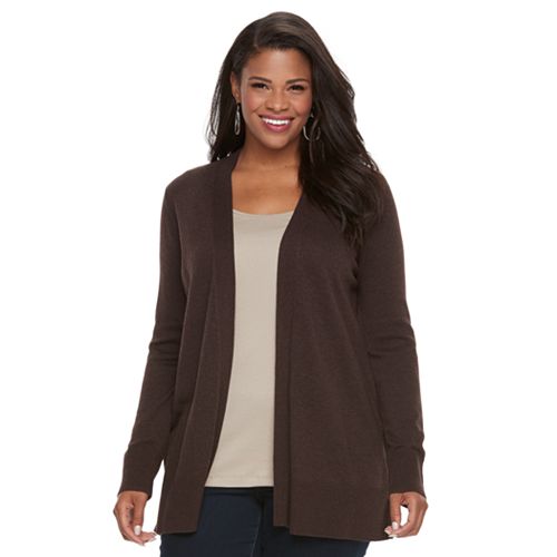 Plus Size Croft And Barrow® Essential Open Front Cardigan