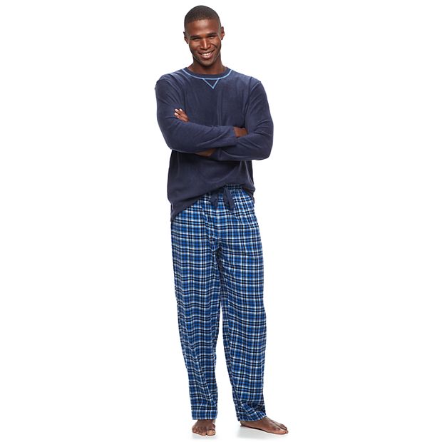 Men s Chaps Microfleece Sleep Top Plaid Flannel Sleep Pants Set