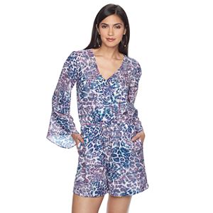 Petite Jennifer Lopez Printed Bell Sleeve Romper