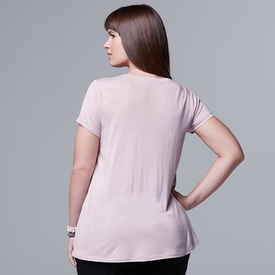 Plus Size Simply Vera Vera Wang Lace-Front Swing Tee