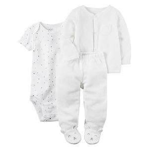 Baby Carter's Stars & Moon Bodysuit, Solid Cardigan & Pants Set