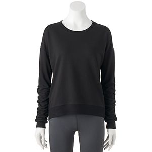 Juniors' SO® Perfectly Soft Shirred Long Sleeve Sweatshirt