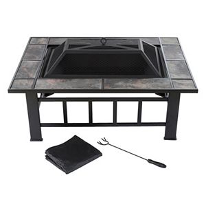 Navarro 37-in. Square Outdoor Fire Pit 4-piece Set