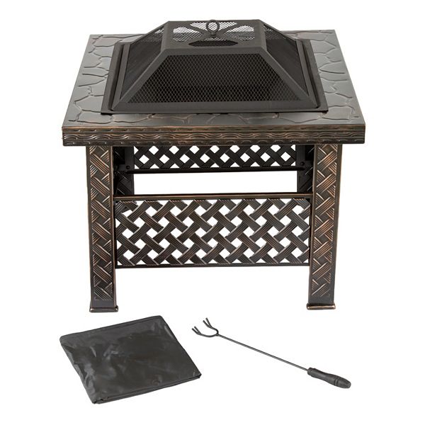 Navarro 26in. Square Outdoor Fire Pit 4piece Set