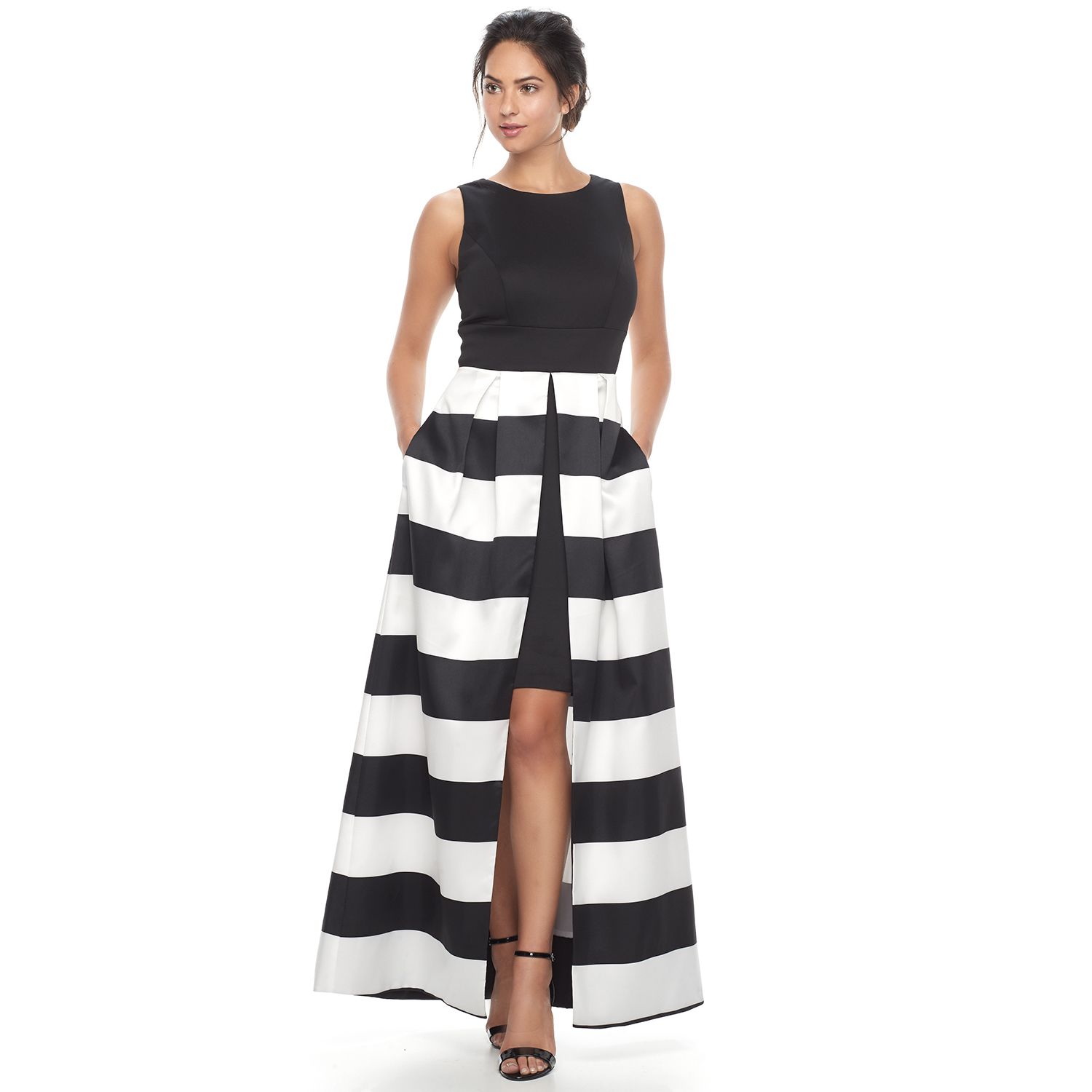 striped evening gown