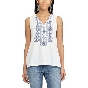 Women's Chaps Embroidered Splitneck Top