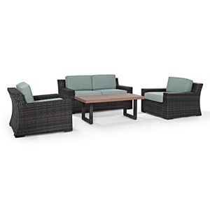 Crosley Furniture Beaufort Patio Loveseat, Chair & Coffee Table 4-piece Set
