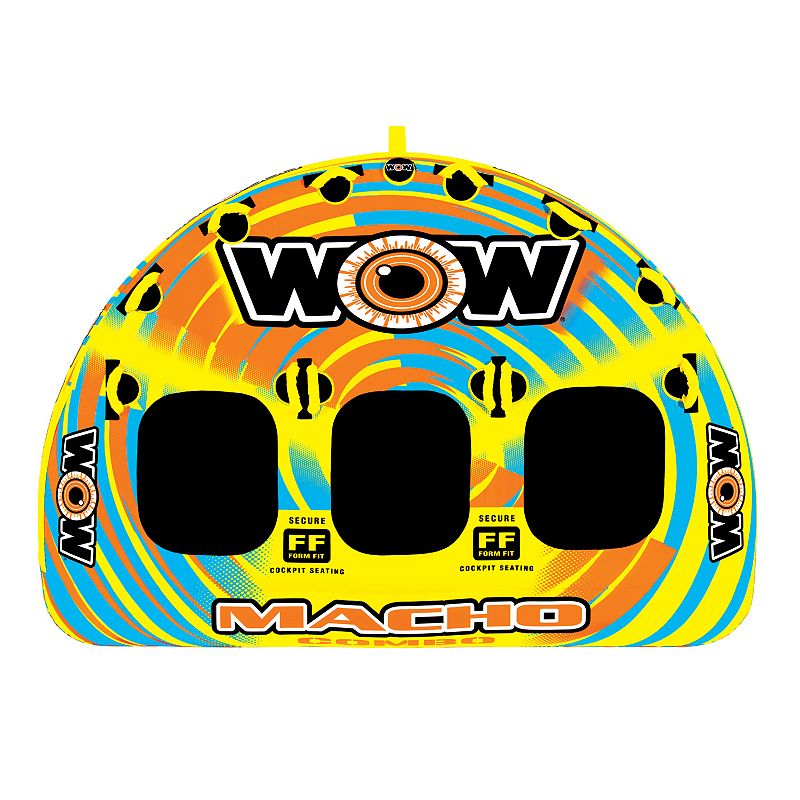 WOW World of Watersports Macho Multiple Riding Positions Tube 1 2 or 3 Person Inflatable Deck and Cockpit Towable Tube for Boating, 16-1030 (B01B48LDXE)