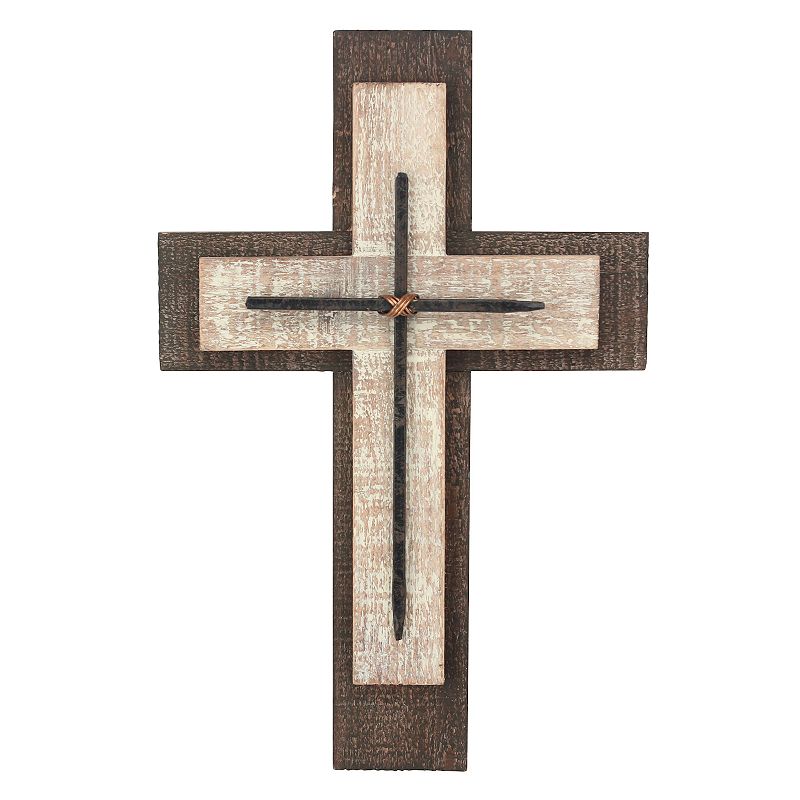 Stonebriar Collection Wood Cross Wall Decor, White, Small