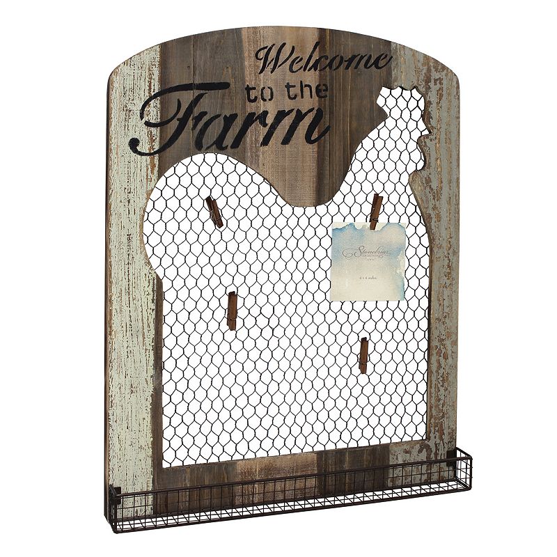 Stonebriar Collection Welcome Photo Clip Chicken Wire Wall Decor, Brow