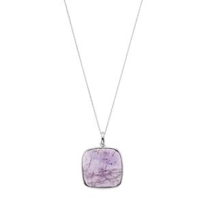 Sterling Silver Amethyst Cabochon Pendant Necklace