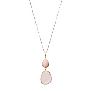 14k Rose Gold Over Silver Rose Quartz Cabochon Teardrop Pendant