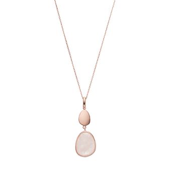 Nautica Rocks 14k Rose Gold Over Silver Rose Quartz Cabochon Teardrop Pendant