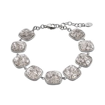 Nautica Rocks Sterling Silver Black Rutilated Quartz Cabochon Bracelet