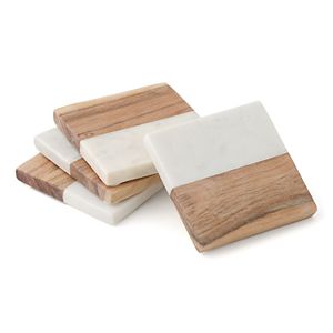 Food Network™ Marble & Acacia 4-pc. Coaster Set