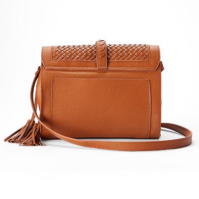 Sonoma Goods For Life® Addison Basket Weave Flap & Tassel Crossbody Bag