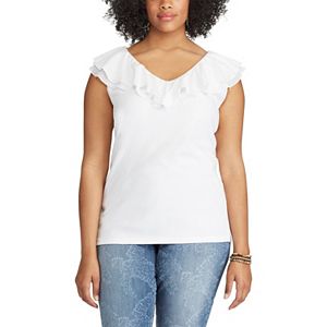 Plus Size Chaps Ruffled V-Neck Top