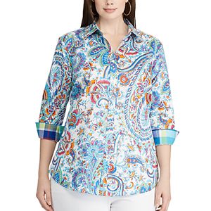 Plus Size Chaps Striped No-Iron Broadcloth Shirt