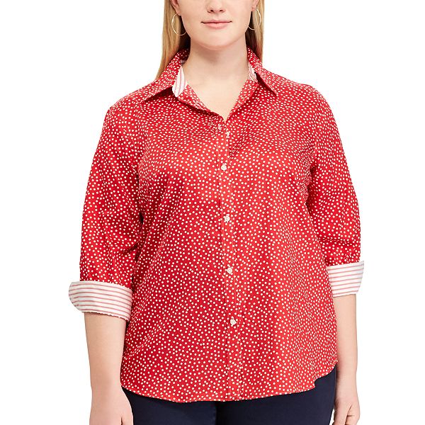 Plus Size Chaps Striped NoIron Broadcloth Shirt